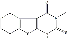 3-methyl-2-sulfanyl-5,6,7,8-tetrahydro[1]benzothieno[2,3-d]pyrimidin-4(3H)-one Struktur