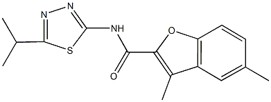 N-(5-isopropyl-1,3,4-thiadiazol-2-yl)-3,5-dimethyl-1-benzofuran-2-carboxamide Struktur