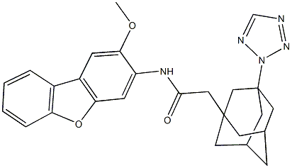 N-(2-methoxydibenzo[b,d]furan-3-yl)-2-[3-(2H-tetraazol-2-yl)-1-adamantyl]acetamide Struktur