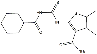 2-({[(cyclohexylcarbonyl)amino]carbothioyl}amino)-4,5-dimethyl-3-thiophenecarboxamide Struktur