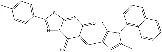 6-{[2,5-dimethyl-1-(1-naphthyl)-1H-pyrrol-3-yl]methylene}-5-imino-2-(4-methylphenyl)-5,6-dihydro-7H-[1,3,4]thiadiazolo[3,2-a]pyrimidin-7-one Struktur