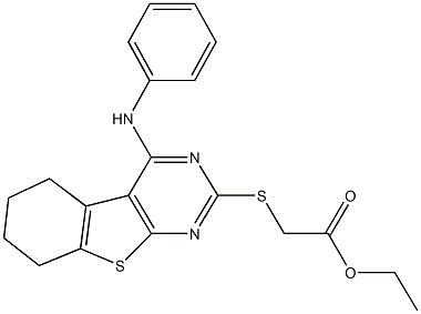 ethyl [(4-anilino-5,6,7,8-tetrahydro[1]benzothieno[2,3-d]pyrimidin-2-yl)sulfanyl]acetate Struktur