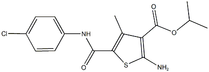 isopropyl 2-amino-5-[(4-chloroanilino)carbonyl]-4-methylthiophene-3-carboxylate Struktur