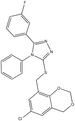 (6-chloro-4H-1,3-benzodioxin-8-yl)methyl 5-(3-fluorophenyl)-4-phenyl-4H-1,2,4-triazol-3-yl sulfide Struktur