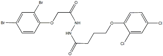 2-(2,4-dibromophenoxy)-N'-[4-(2,4-dichlorophenoxy)butanoyl]acetohydrazide Struktur