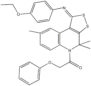 N-(4-ethoxyphenyl)-N-[4,4,8-trimethyl-5-(phenoxyacetyl)-4,5-dihydro-1H-[1,2]dithiolo[3,4-c]quinolin-1-ylidene]amine Struktur