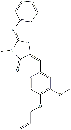 5-[4-(allyloxy)-3-ethoxybenzylidene]-3-methyl-2-(phenylimino)-1,3-thiazolidin-4-one Struktur