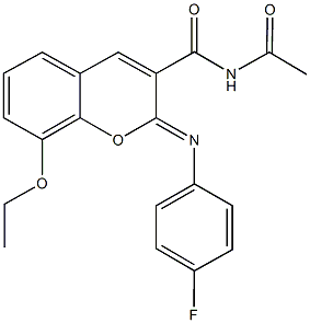 N-acetyl-8-ethoxy-2-[(4-fluorophenyl)imino]-2H-chromene-3-carboxamide Struktur