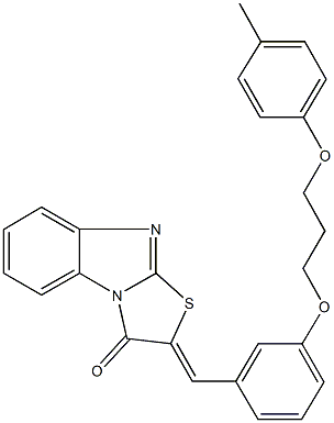 2-{3-[3-(4-methylphenoxy)propoxy]benzylidene}[1,3]thiazolo[3,2-a]benzimidazol-3(2H)-one Struktur