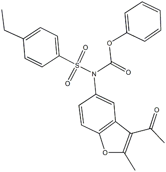 phenyl 3-acetyl-2-methyl-1-benzofuran-5-yl[(4-ethylphenyl)sulfonyl]carbamate Struktur