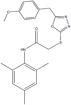 N-mesityl-2-{[5-(4-methoxybenzyl)-1,3,4-oxadiazol-2-yl]sulfanyl}acetamide Struktur