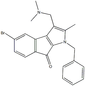 1-benzyl-5-bromo-3-[(dimethylamino)methyl]-2-methylindeno[2,1-b]pyrrol-8(1H)-one Struktur