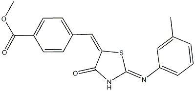 methyl 4-({2-[(3-methylphenyl)imino]-4-oxo-1,3-thiazolidin-5-ylidene}methyl)benzoate Struktur