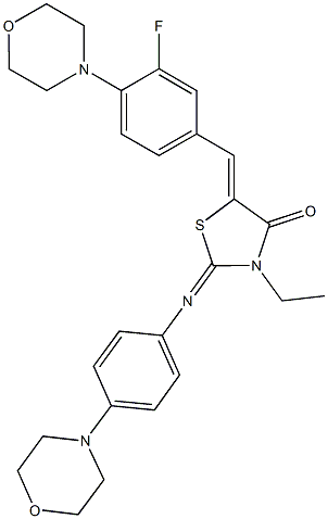 3-ethyl-5-[3-fluoro-4-(4-morpholinyl)benzylidene]-2-{[4-(4-morpholinyl)phenyl]imino}-1,3-thiazolidin-4-one Struktur