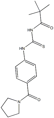 N-(2,2-dimethylpropanoyl)-N'-[4-(1-pyrrolidinylcarbonyl)phenyl]thiourea Struktur