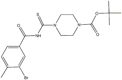 tert-butyl 4-{[(3-bromo-4-methylbenzoyl)amino]carbothioyl}-1-piperazinecarboxylate Struktur