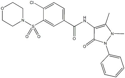 4-chloro-N-(1,5-dimethyl-3-oxo-2-phenyl-2,3-dihydro-1H-pyrazol-4-yl)-3-(4-morpholinylsulfonyl)benzamide Struktur