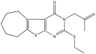 2-(ethylthio)-3-(2-methyl-2-propenyl)-3,5,6,7,8,9-hexahydro-4H-cyclohepta[4,5]thieno[2,3-d]pyrimidin-4-one Struktur