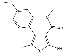 methyl 2-amino-4-(4-methoxyphenyl)-5-methyl-3-thiophenecarboxylate Struktur