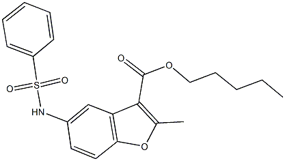 pentyl 2-methyl-5-[(phenylsulfonyl)amino]-1-benzofuran-3-carboxylate Struktur