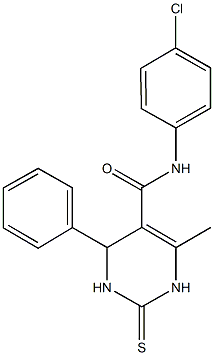 N-(4-chlorophenyl)-6-methyl-4-phenyl-2-thioxo-1,2,3,4-tetrahydro-5-pyrimidinecarboxamide Struktur