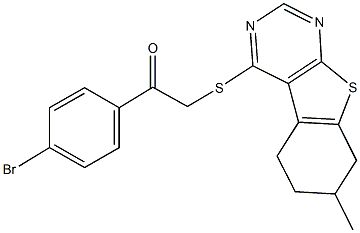 1-(4-bromophenyl)-2-[(7-methyl-5,6,7,8-tetrahydro[1]benzothieno[2,3-d]pyrimidin-4-yl)sulfanyl]ethanone Struktur