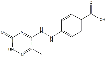 4-[2-(6-methyl-3-oxo-2,3-dihydro-1,2,4-triazin-5-yl)hydrazino]benzoic acid Struktur