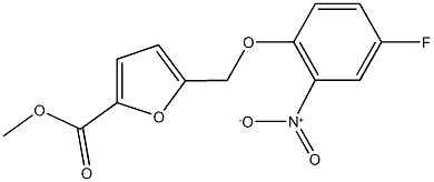 methyl 5-({4-fluoro-2-nitrophenoxy}methyl)-2-furoate Struktur