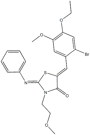 5-(2-bromo-4-ethoxy-5-methoxybenzylidene)-3-(2-methoxyethyl)-2-(phenylimino)-1,3-thiazolidin-4-one Struktur