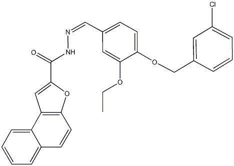 N'-{4-[(3-chlorobenzyl)oxy]-3-ethoxybenzylidene}naphtho[2,1-b]furan-2-carbohydrazide Struktur