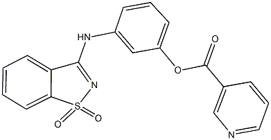 3-[(1,1-dioxido-1,2-benzisothiazol-3-yl)amino]phenyl nicotinate Struktur