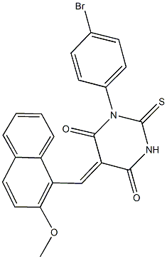 1-(4-bromophenyl)-5-[(2-methoxy-1-naphthyl)methylene]-2-thioxodihydro-4,6(1H,5H)-pyrimidinedione Struktur