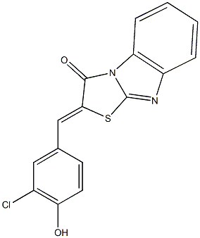 2-(3-chloro-4-hydroxybenzylidene)[1,3]thiazolo[3,2-a]benzimidazol-3(2H)-one Struktur