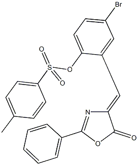 4-bromo-2-[(5-oxo-2-phenyl-1,3-oxazol-4(5H)-ylidene)methyl]phenyl 4-methylbenzenesulfonate Struktur