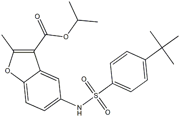 isopropyl 5-{[(4-tert-butylphenyl)sulfonyl]amino}-2-methyl-1-benzofuran-3-carboxylate Struktur