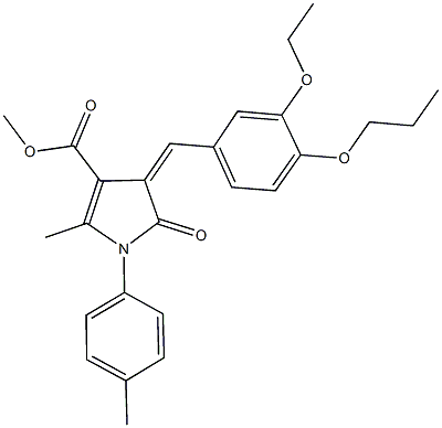 methyl 4-(3-ethoxy-4-propoxybenzylidene)-2-methyl-1-(4-methylphenyl)-5-oxo-4,5-dihydro-1H-pyrrole-3-carboxylate Struktur