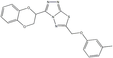 [3-(2,3-dihydro-1,4-benzodioxin-2-yl)[1,2,4]triazolo[3,4-b][1,3,4]thiadiazol-6-yl]methyl 3-methylphenyl ether Struktur