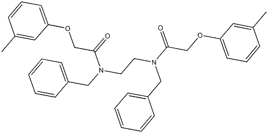 N-benzyl-N-(2-{benzyl[(3-methylphenoxy)acetyl]amino}ethyl)-2-(3-methylphenoxy)acetamide Struktur