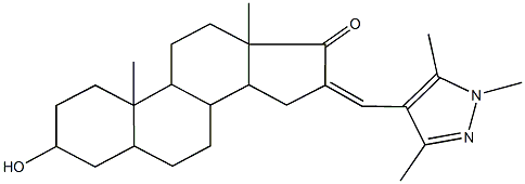 3-hydroxy-10,13-dimethyl-16-[(1,3,5-trimethyl-1H-pyrazol-4-yl)methylene]hexadecahydro-17H-cyclopenta[a]phenanthren-17-one Struktur