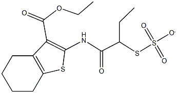 ethyl 2-[(2-{[hydroxy(dioxido)sulfanyl]sulfanyl}butanoyl)amino]-4,5,6,7-tetrahydro-1-benzothiophene-3-carboxylate Struktur