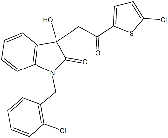 1-(2-chlorobenzyl)-3-[2-(5-chloro-2-thienyl)-2-oxoethyl]-3-hydroxy-1,3-dihydro-2H-indol-2-one Struktur