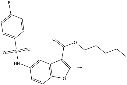 pentyl 5-{[(4-fluorophenyl)sulfonyl]amino}-2-methyl-1-benzofuran-3-carboxylate Struktur