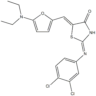 2-[(3,4-dichlorophenyl)imino]-5-{[5-(diethylamino)-2-furyl]methylene}-1,3-thiazolidin-4-one Struktur