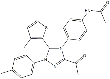 N-{4-[3-acetyl-1-(4-methylphenyl)-5-(3-methyl-2-thienyl)-1,5-dihydro-4H-1,2,4-triazol-4-yl]phenyl}acetamide Struktur