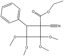 ethyl 1-cyano-2,2,3,3-tetramethoxy-4-phenylcyclobutanecarboxylate Struktur