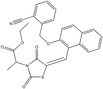 ethyl 2-[5-({2-[(2-cyanobenzyl)oxy]-1-naphthyl}methylene)-2,4-dioxo-1,3-thiazolidin-3-yl]propanoate Struktur