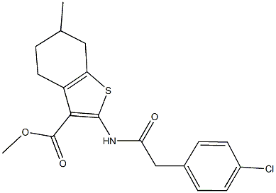 methyl 2-{[(4-chlorophenyl)acetyl]amino}-6-methyl-4,5,6,7-tetrahydro-1-benzothiophene-3-carboxylate Struktur