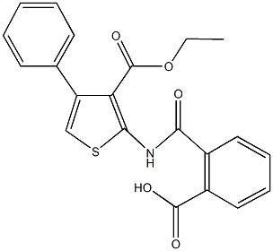 2-({[3-(ethoxycarbonyl)-4-phenyl-2-thienyl]amino}carbonyl)benzoic acid Struktur