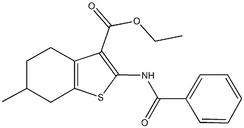 ethyl 2-(benzoylamino)-6-methyl-4,5,6,7-tetrahydro-1-benzothiophene-3-carboxylate Struktur