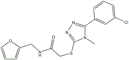 2-{[5-(3-chlorophenyl)-4-methyl-4H-1,2,4-triazol-3-yl]sulfanyl}-N-(2-furylmethyl)acetamide Struktur